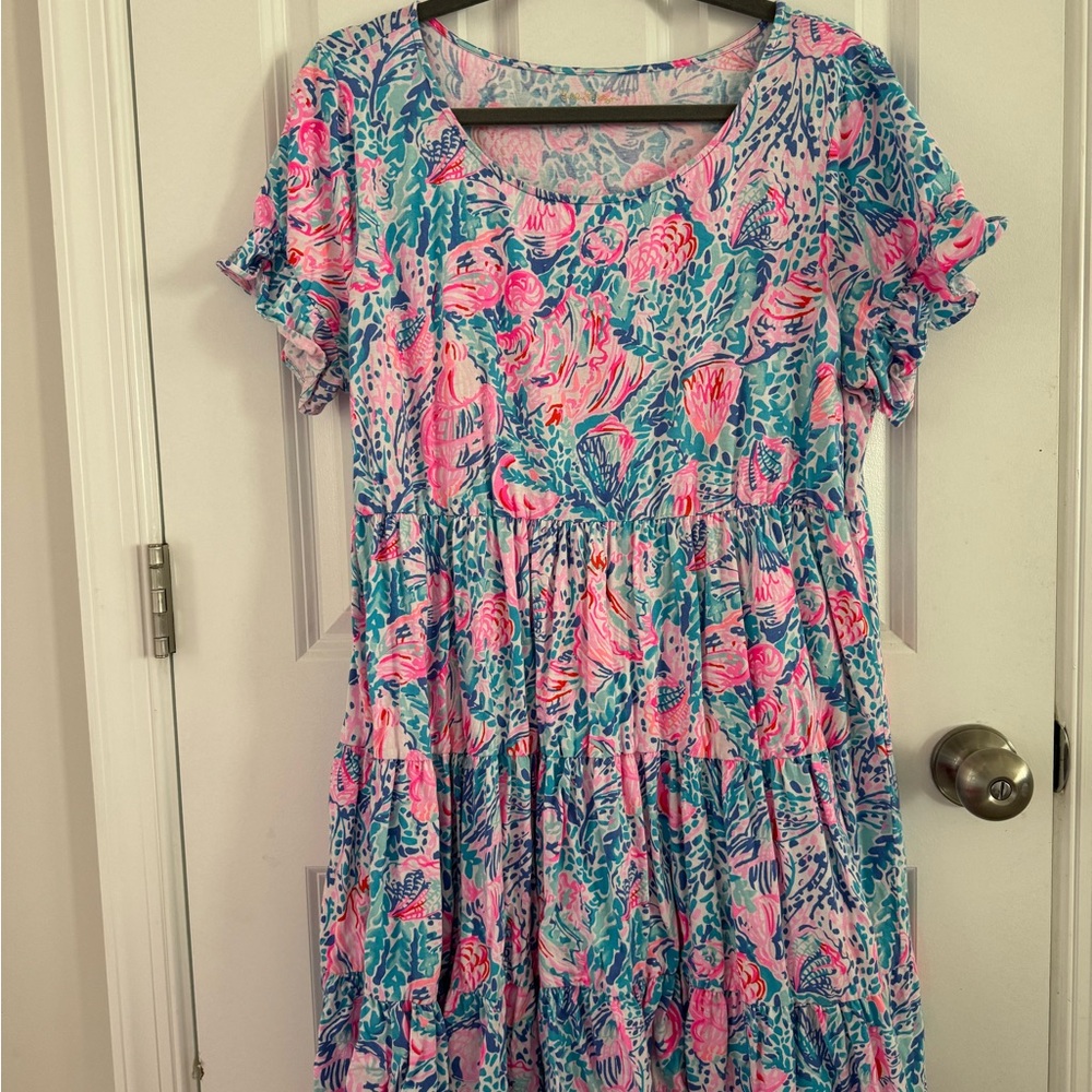 Floral Pink and Blue Dress